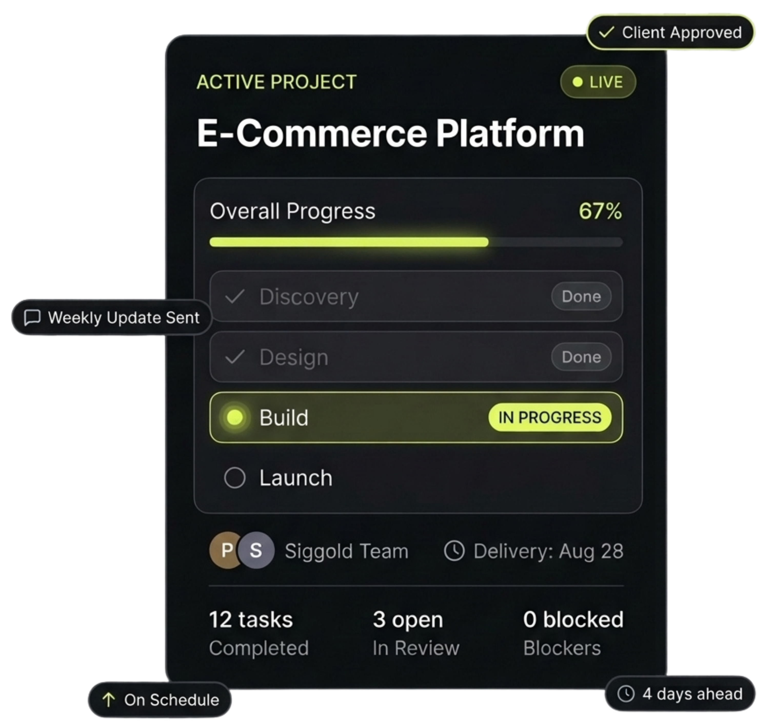 Live project dashboard